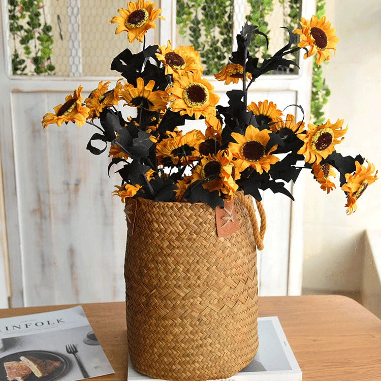 Zerolife Seagrass Storage Basket Pure Natural Woven Wicker Laundry Basket Plant Flower Pot For Home Garden Decorations Osier
