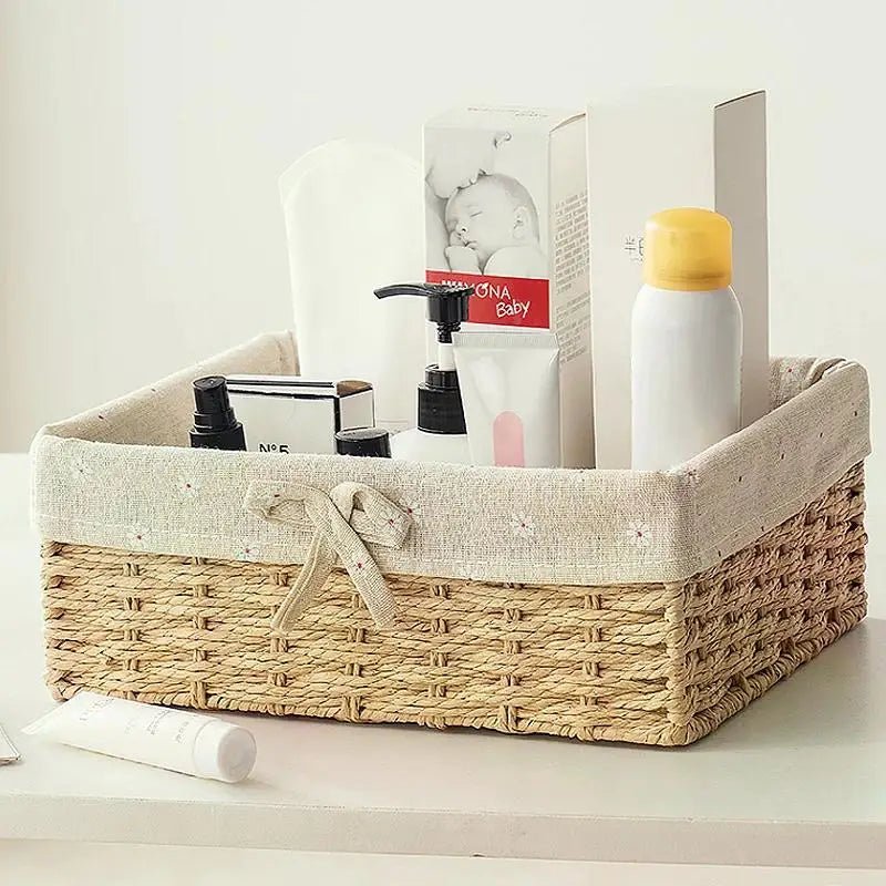 Woven Storage Baskets Organizers Picnic Breakfast Basket Laundry Box Sundries Storage Basket Desktop Cosmetics Snack Storage Box