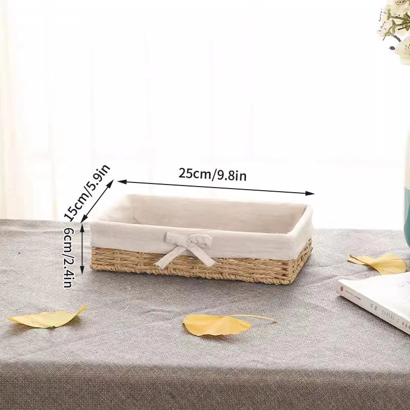 Woven Storage Baskets Organizers Picnic Breakfast Basket Laundry Box Sundries Storage Basket Desktop Cosmetics Snack Storage Box