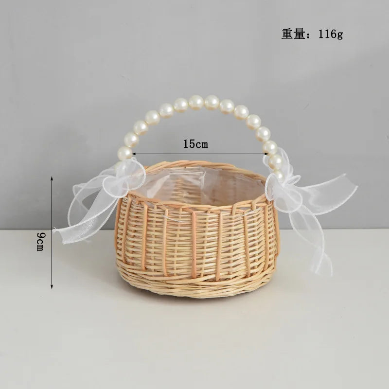 Handmade Willow Easter Basket Natural Wicker with Handle for Easter Egg Hunt Home Decor Spring Decoration Gift Fruit Basket