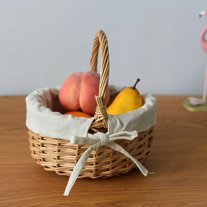 Handmade Willow Easter Basket Natural Wicker with Handle for Easter Egg Hunt Home Decor Spring Decoration Gift Fruit Basket