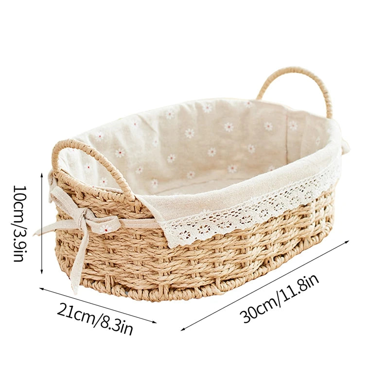 Woven Storage Baskets Organizers Picnic Breakfast Basket Laundry Box Sundries Storage Basket Desktop Cosmetics Snack Storage Box