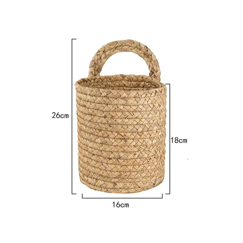 Woven Hanging Woven Rattan Baskets Basket Wicker For Planters Garden Wall Decoration Wall-mounted Basket Storage Rack