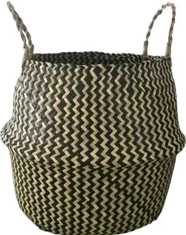 New 1pc Foldable Handmade Rattan Woven Flower Basket Seagrass Clothing Storage Basket Home Decoration Flower Basket